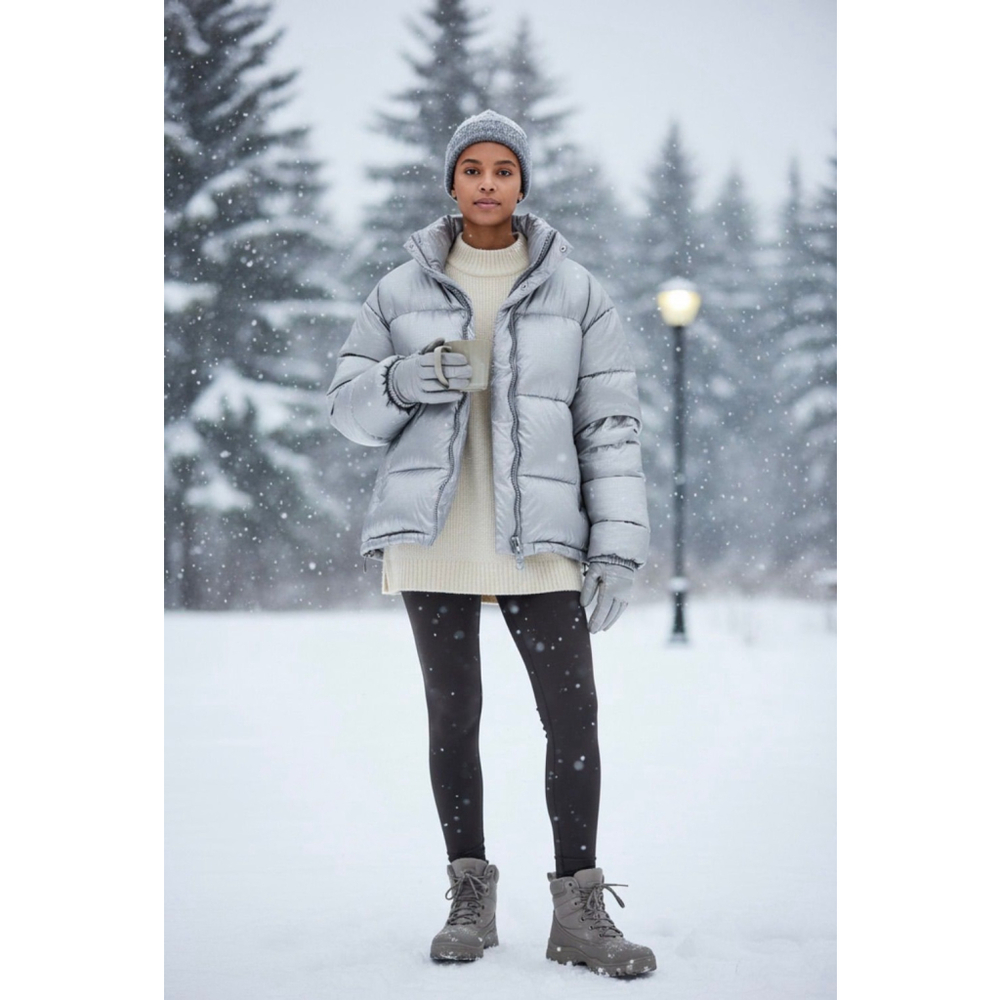Zara Metallic Silver Puffer Coat – New With Tags | Winter Luxe XL 25 PTP NWT